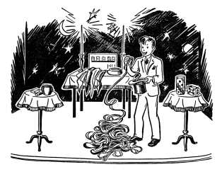Illustration by Jessie Robinson, Fun with Magic, by Joseph Leeming, 1943, J.B. Lippincott Co.